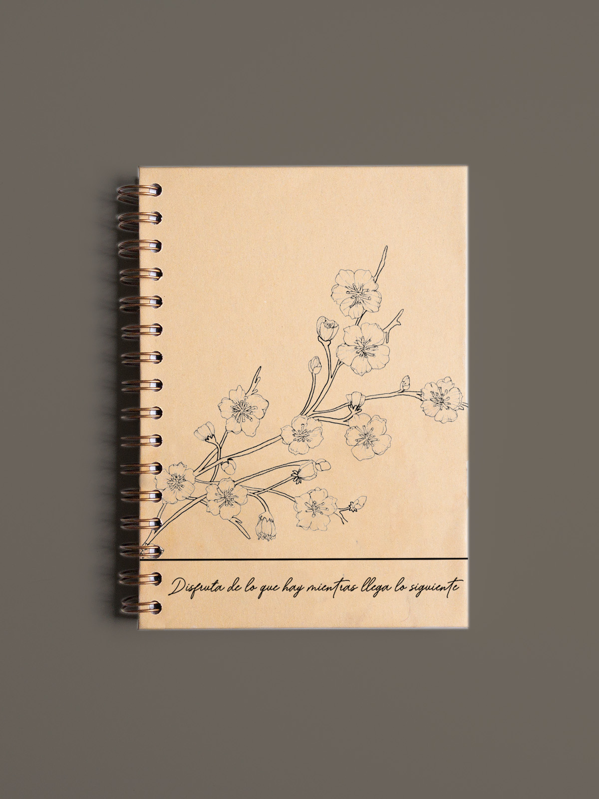 LIBRETA A5 BLANCA PORTADA CEREZO