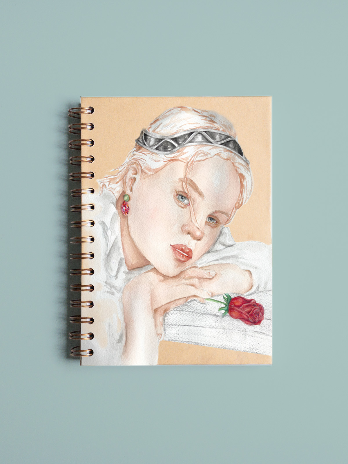 LIBRETA A5 BLANCA PORTADA CHICA CON ROSA