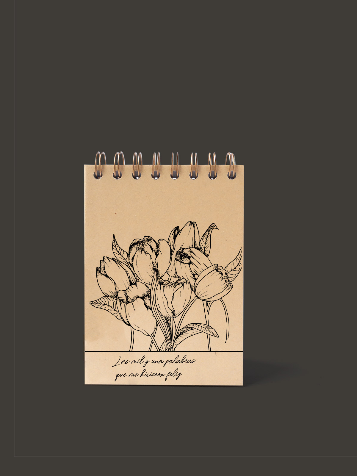CUADERNO DE NOTAS A6 KRAFT PORTADA TULIPAN