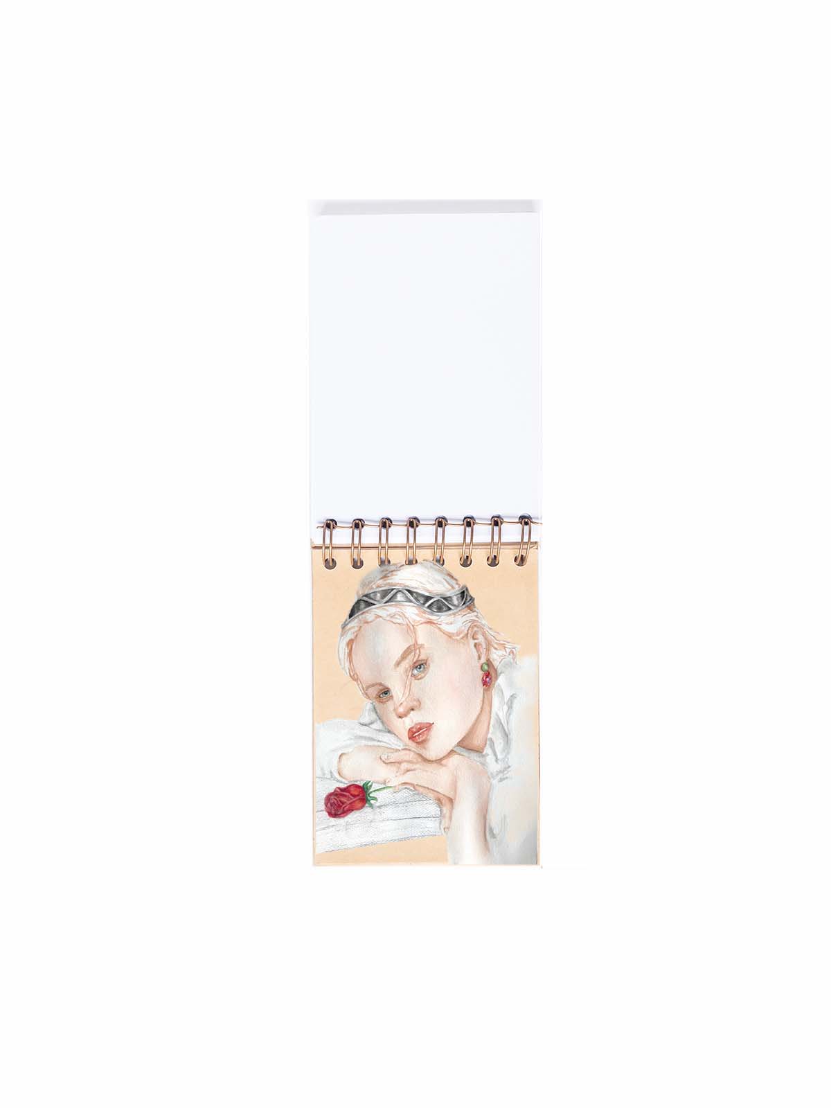 CUADERNO DE NOTAS A6 KRAFT PORTADAS INTERIORES CHICA CON ROSA