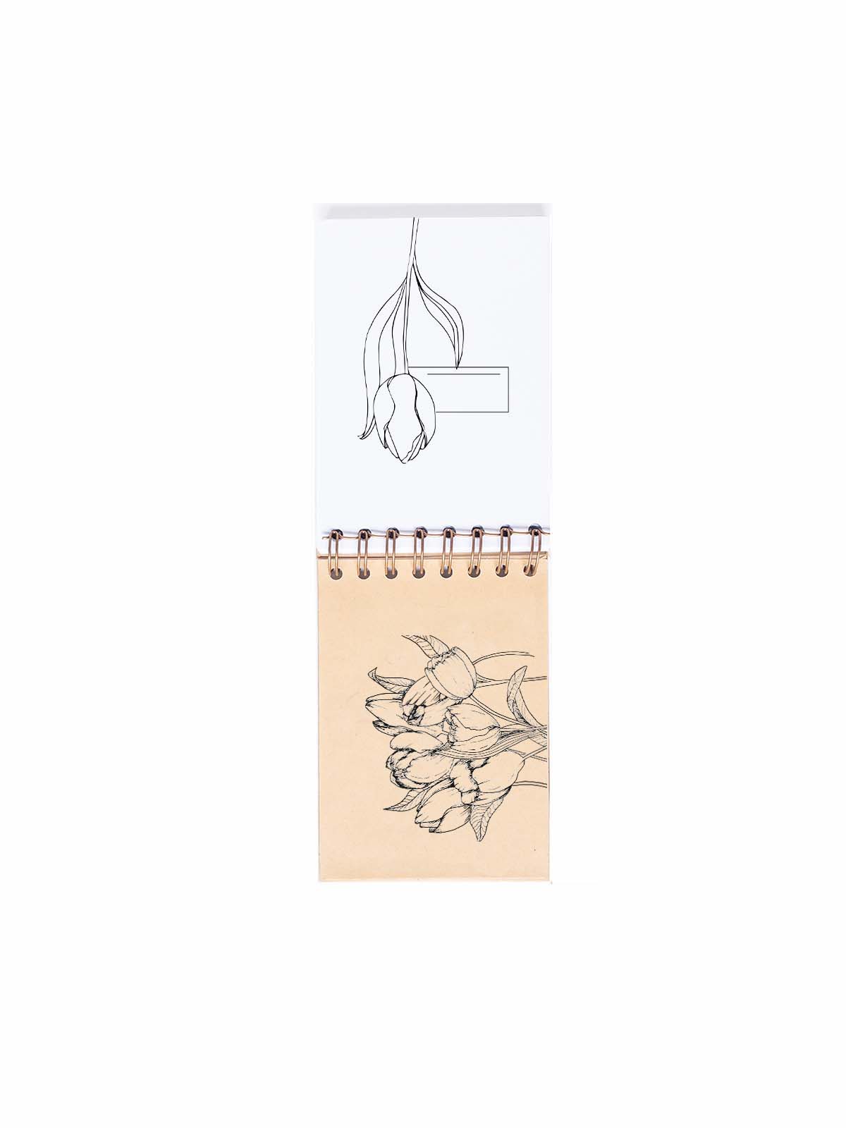 CUADERNO DE NOTAS A6 KRAFT PORTADAS INTERIORES TULIPANES