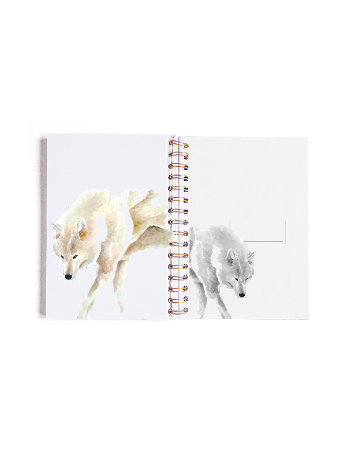 LIBRETA A5 BLANCA PORTADA INTERIOR LOBOS